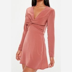 2/$24 NWT Missguided Pink Long Sleeve Front Twist Dress💕